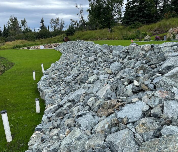custom rock retaining wall
